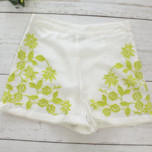 Topshop HR Neon Floral Embroidered Chiffon Shorts 2 - Picture 5 of 8